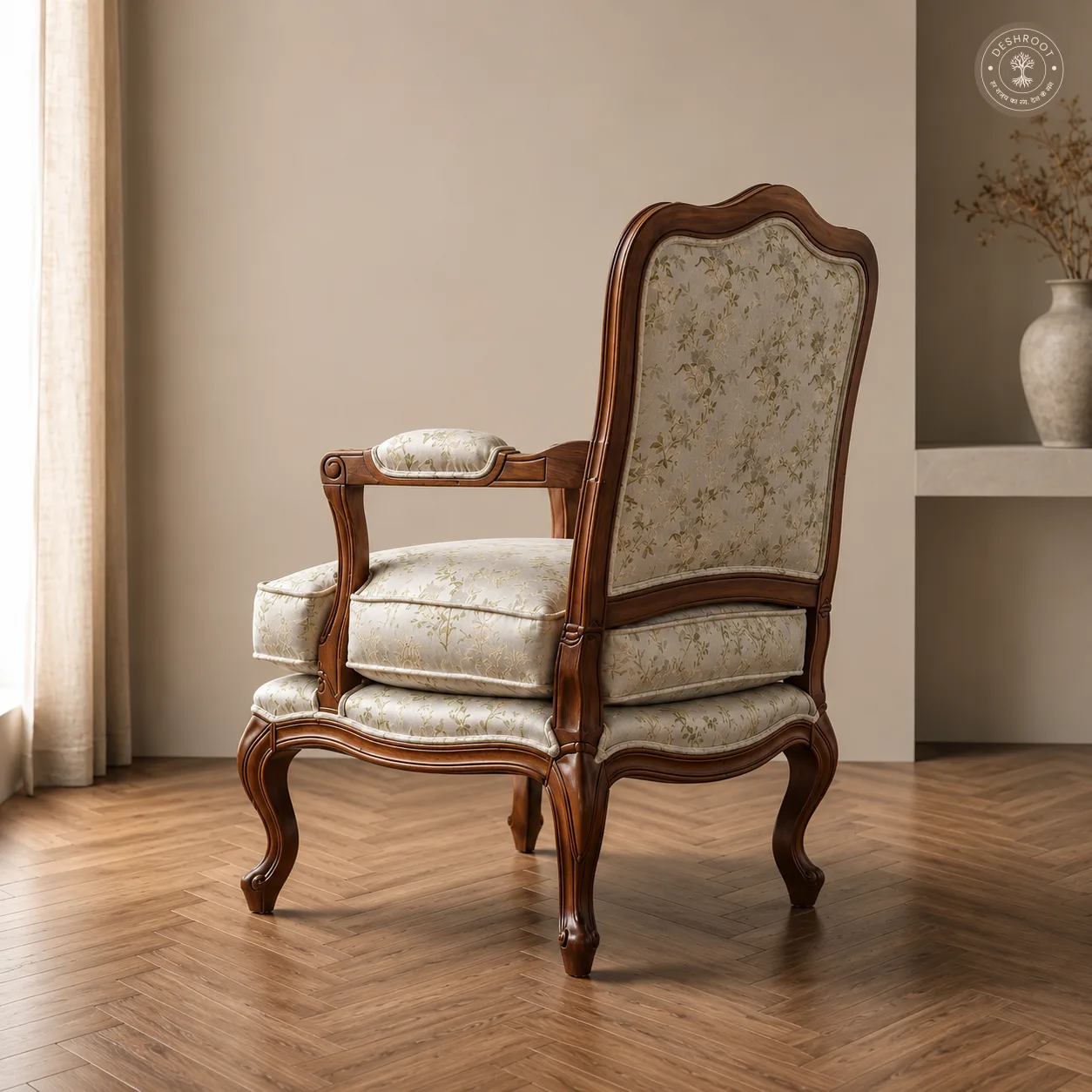 French Provincial Armchair – Classic Upholstered Accent Chair
