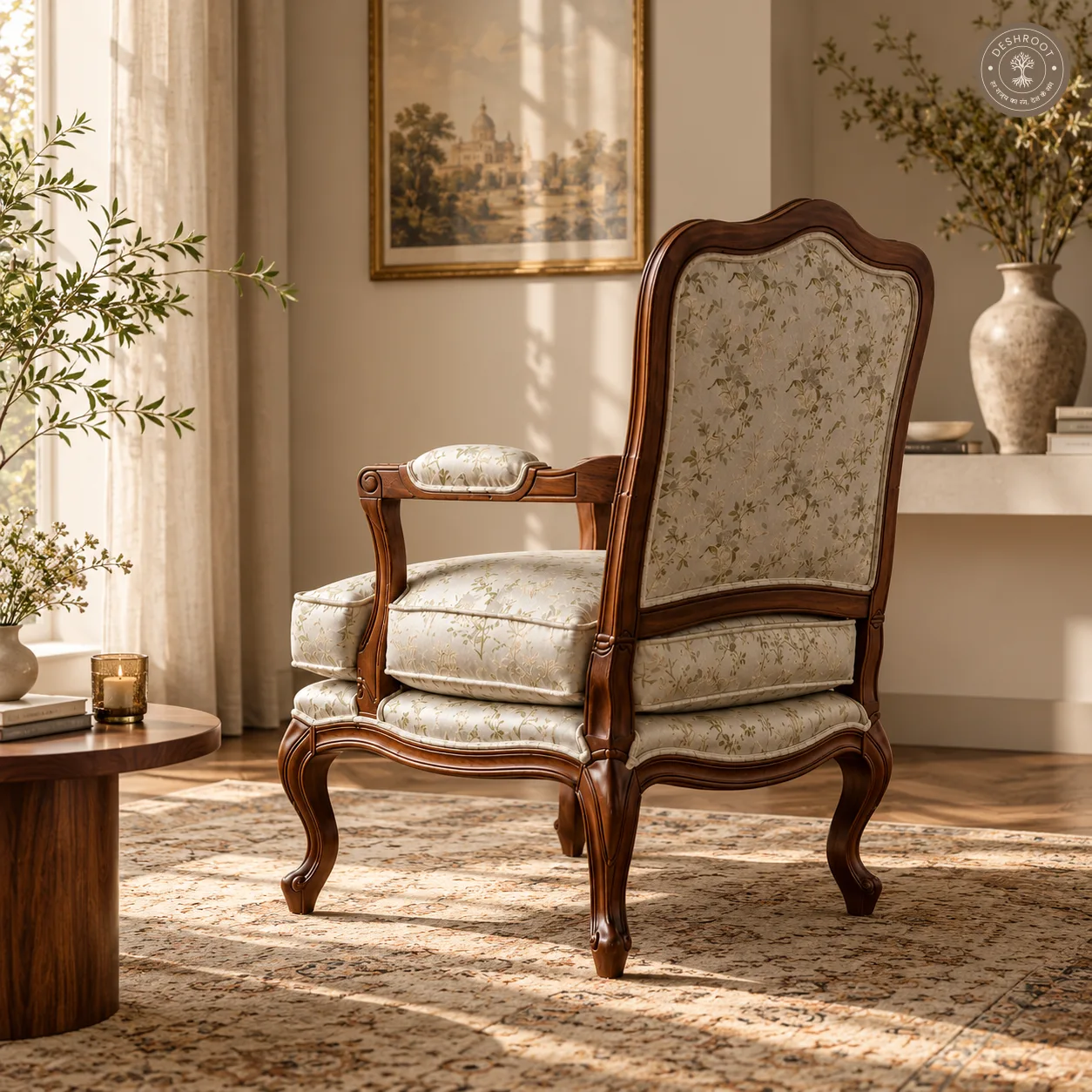 French Provincial Armchair – Classic Upholstered Accent Chair
