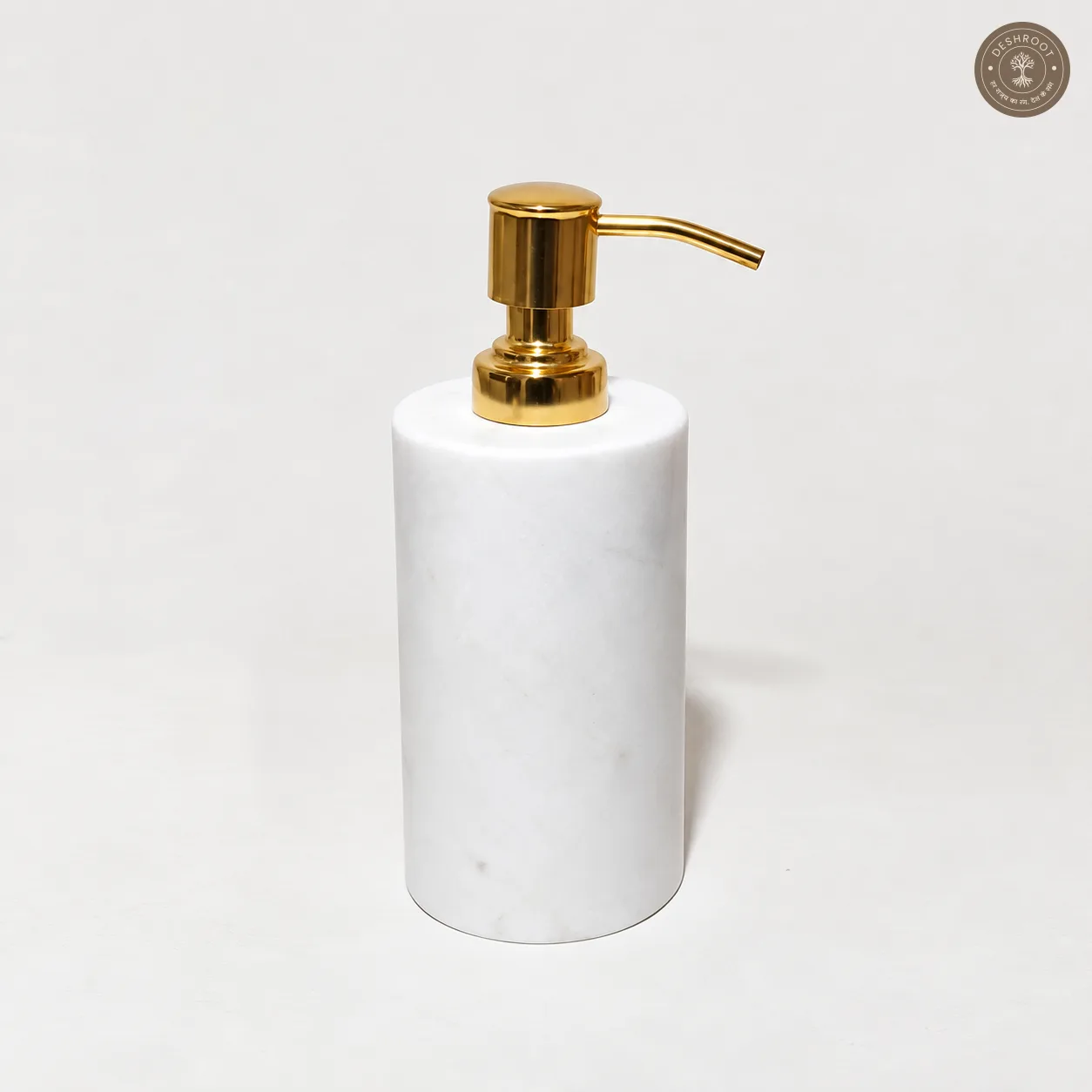 Premium White Marble Soap Dispenser with Gold Pump - Handcrafted Agra Natural Marble Liquid Soap Holder for Bathroom & Kitchen Décor