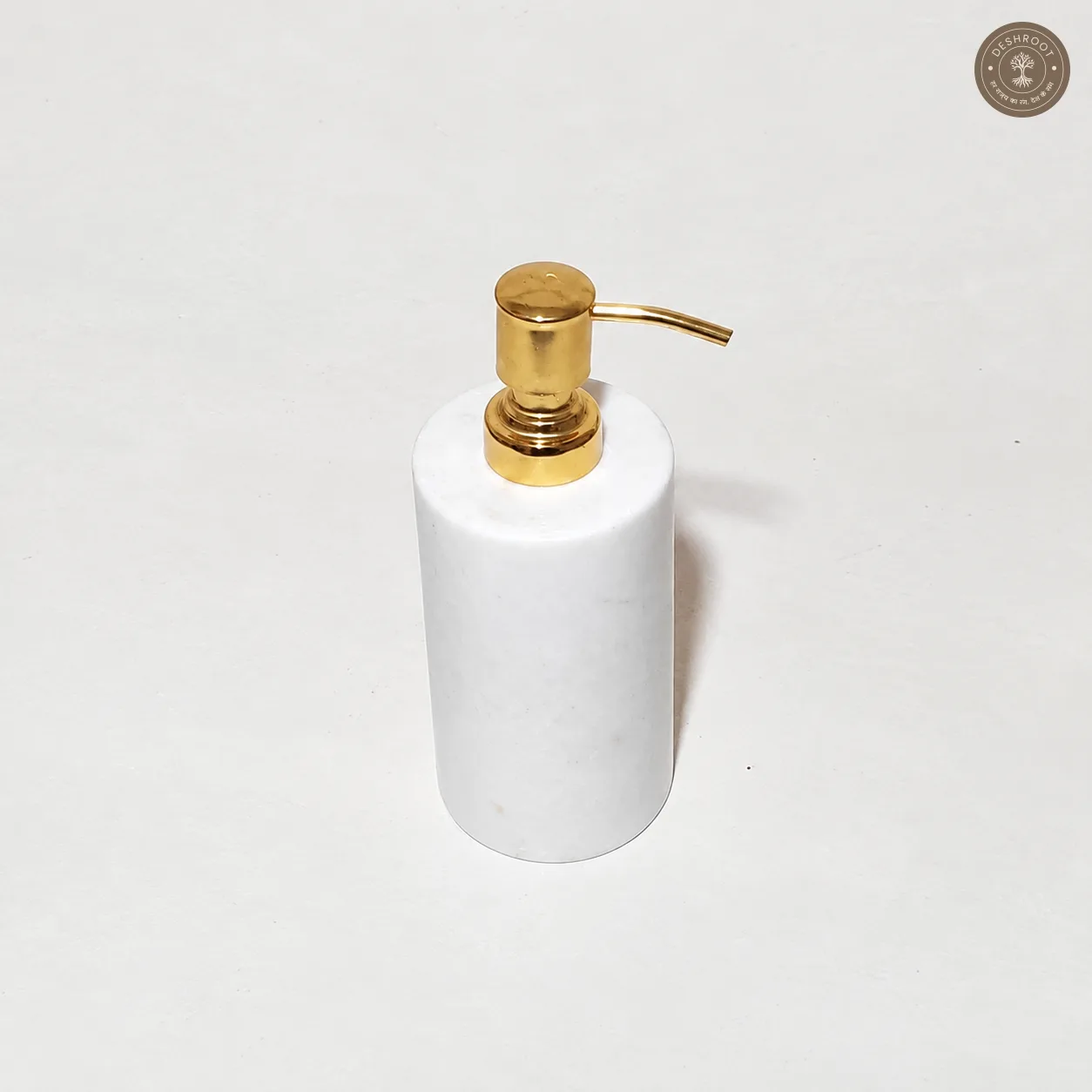 Premium White Marble Soap Dispenser with Gold Pump - Handcrafted Agra Natural Marble Liquid Soap Holder for Bathroom & Kitchen Décor