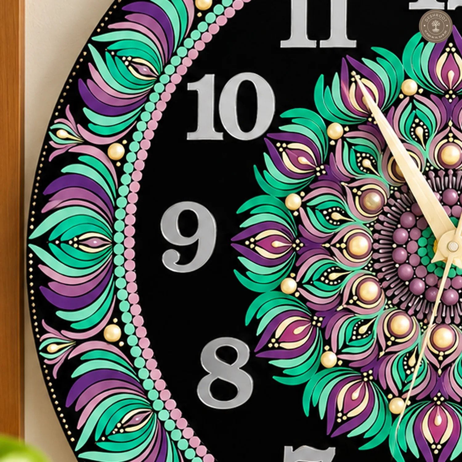 Teal Purple Dot Mandala Resin Clock