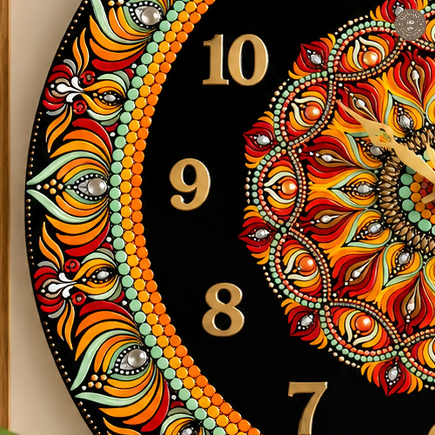 Orange Red Dot Mandala Resin Clock