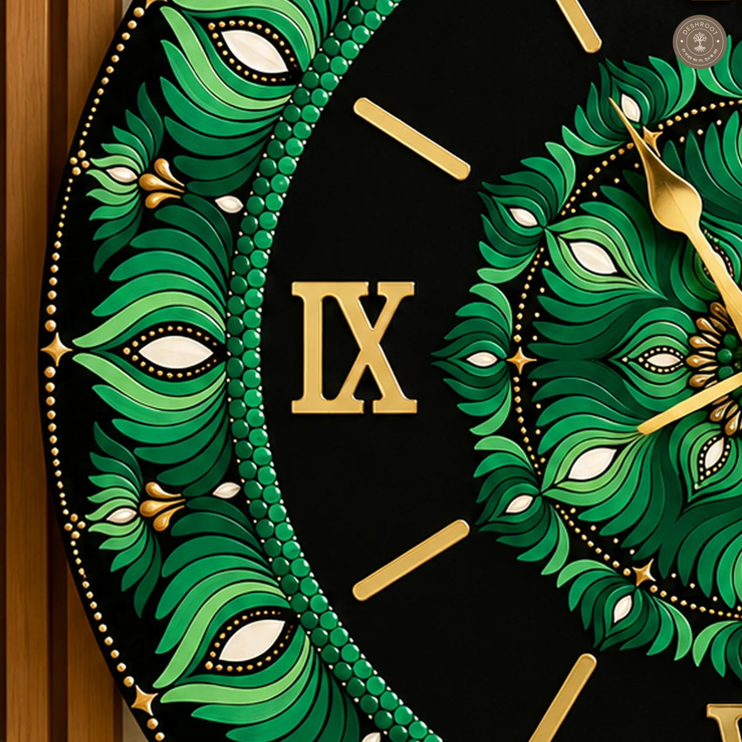 Emerald Green Dot Mandala Clock