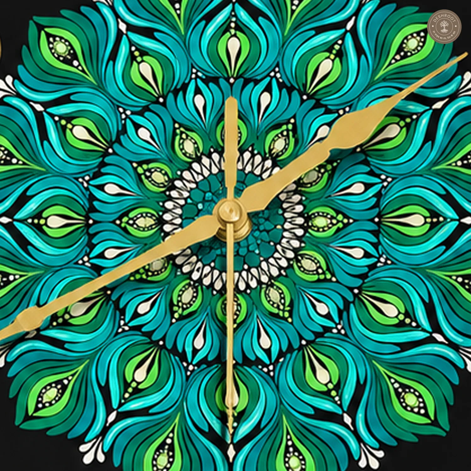 Green Dot Mandala Resin Clock