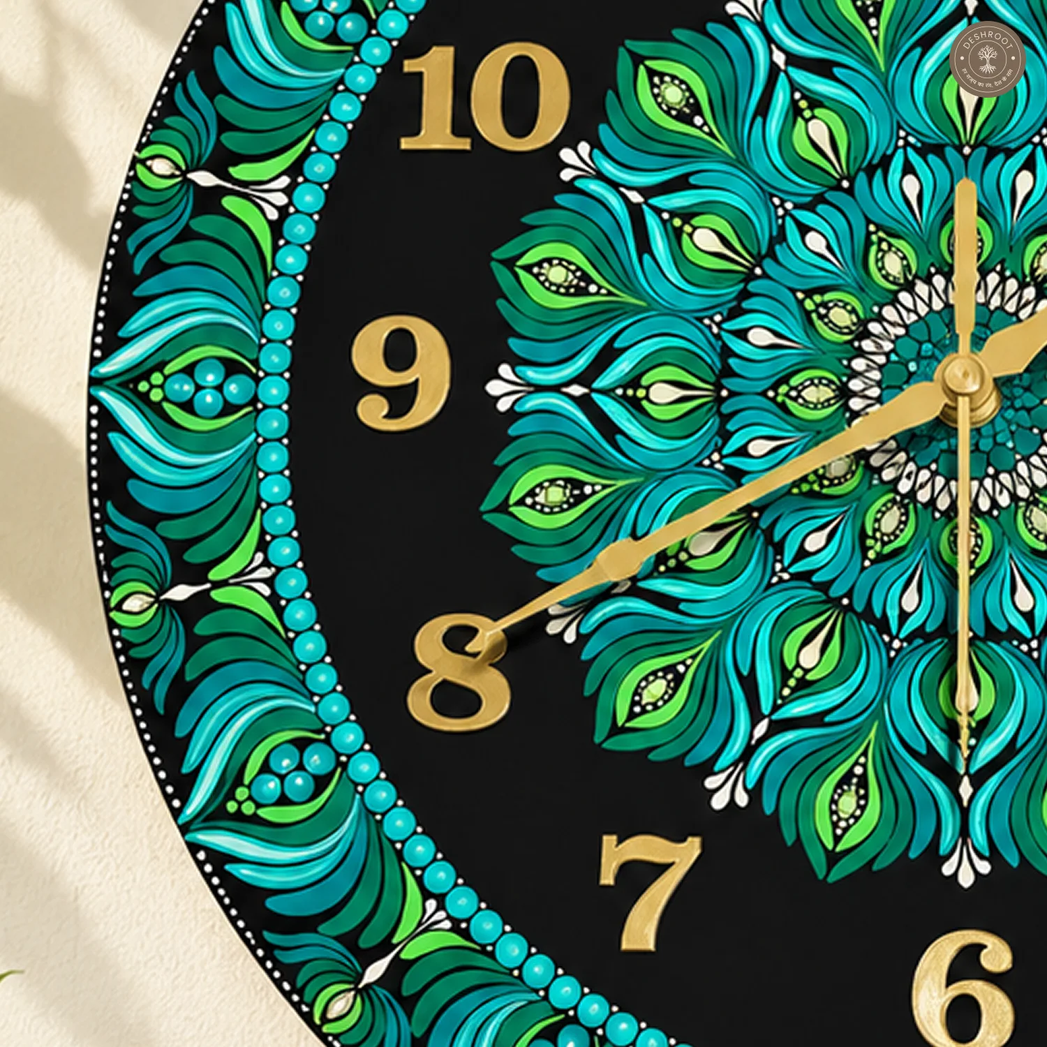 Green Dot Mandala Resin Clock