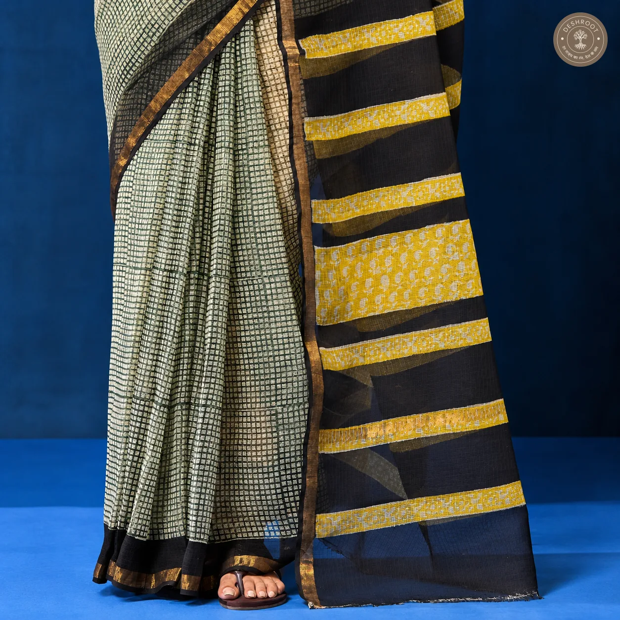 Hand Block Printed Kota Doriya Saree for Women | Lightweight Traditional Indian Saree with Blouse Piece