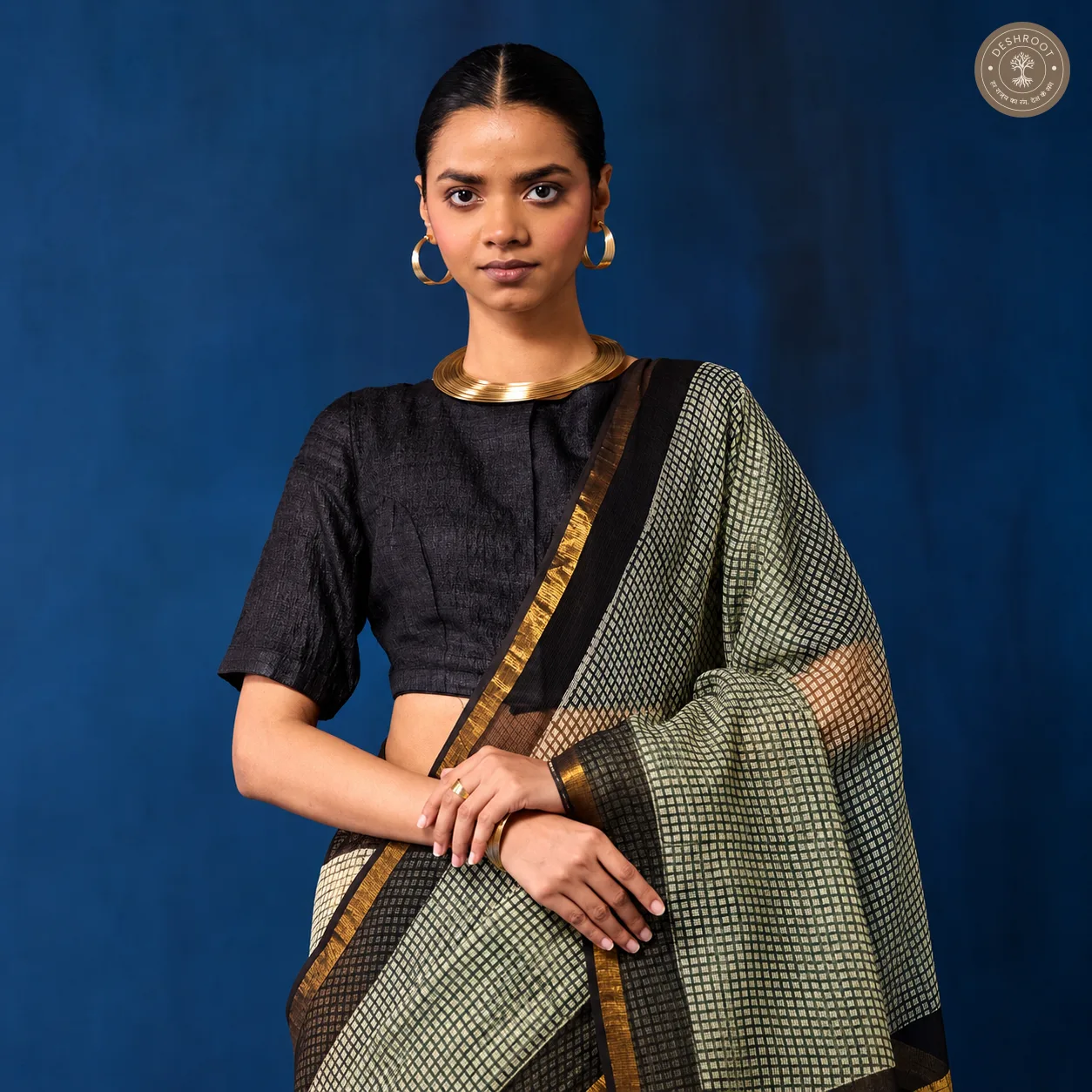 Hand Block Printed Kota Doriya Saree for Women | Lightweight Traditional Indian Saree with Blouse Piece