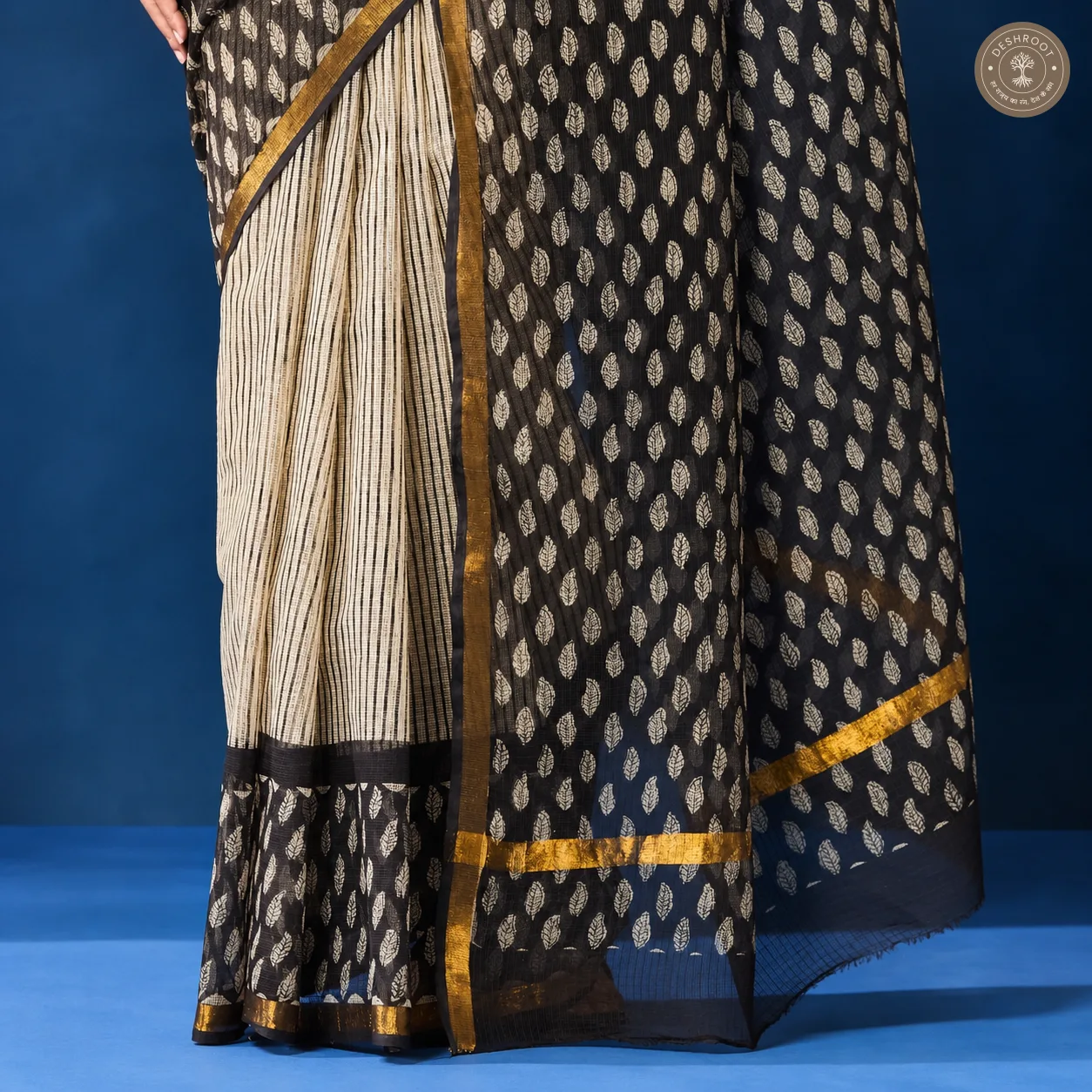 Hand Block Printed Kota Doriya Saree for Women | Lightweight Traditional Indian Saree with Blouse Piece