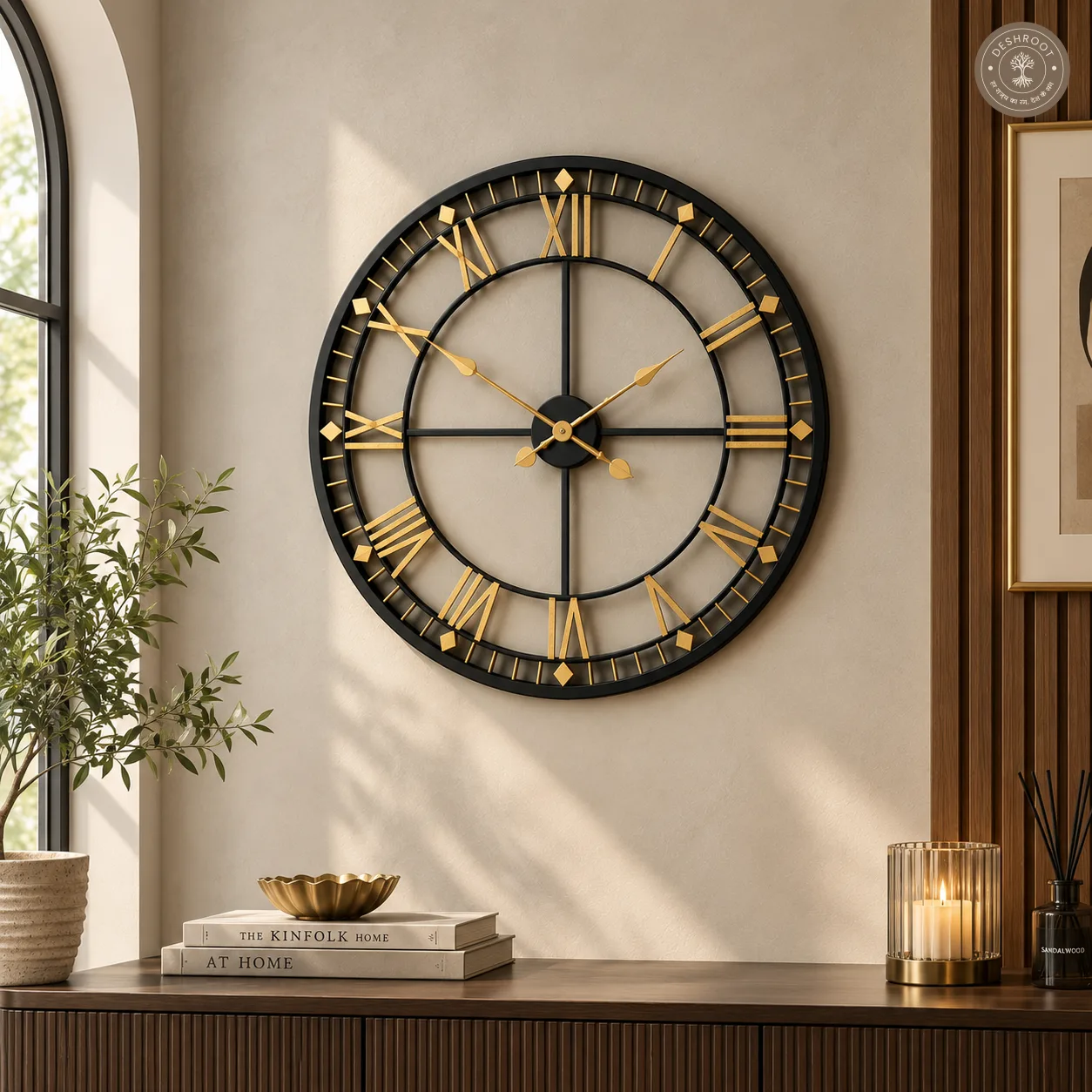 Golden Roman Wall Clock