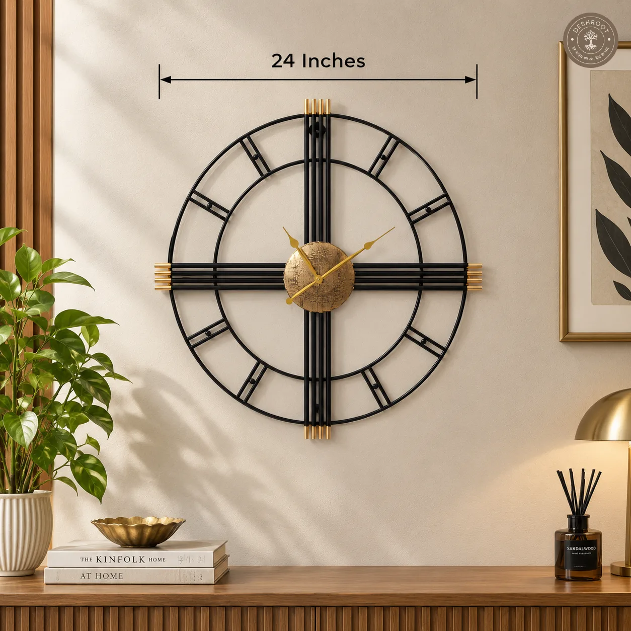 Black Golden Roman Wall Clock
