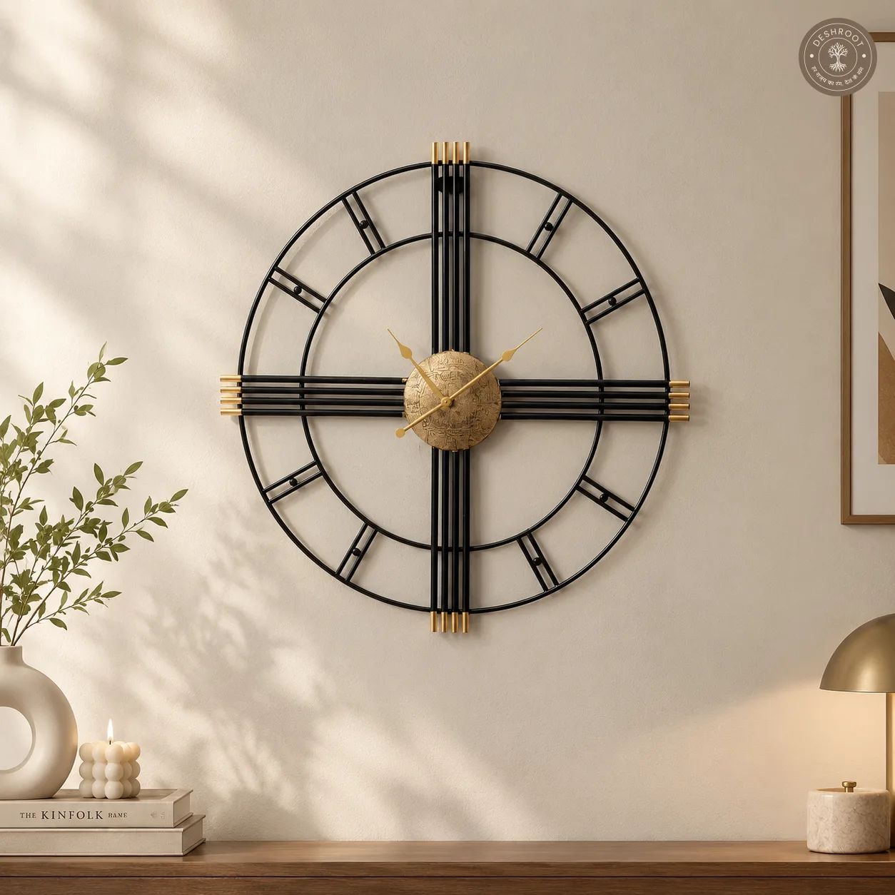 Black Golden Roman Wall Clock