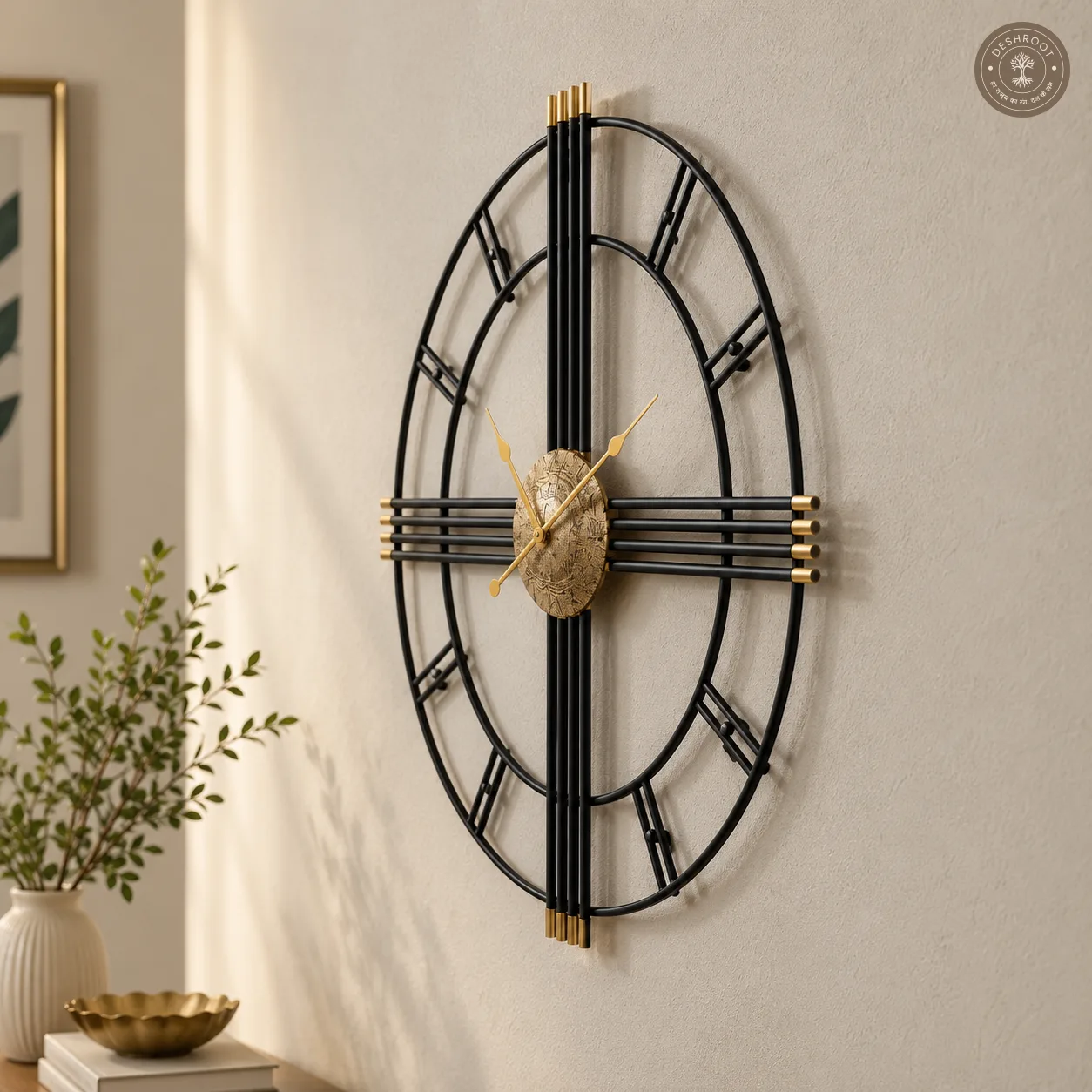 Black Golden Roman Wall Clock