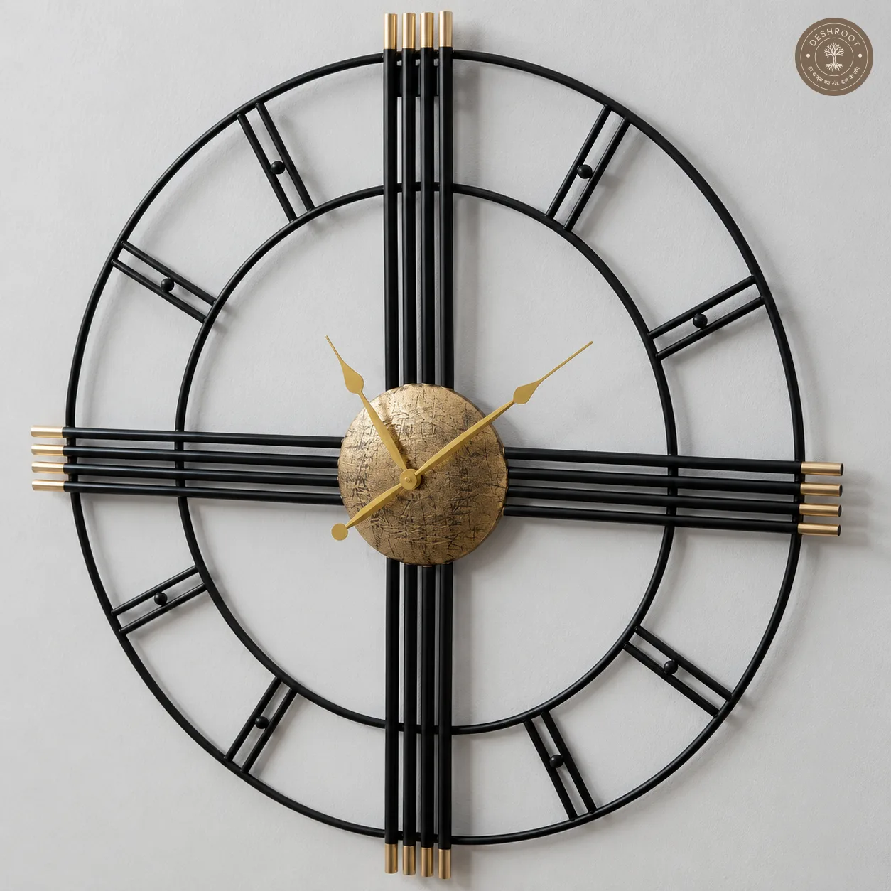 Black Golden Roman Wall Clock
