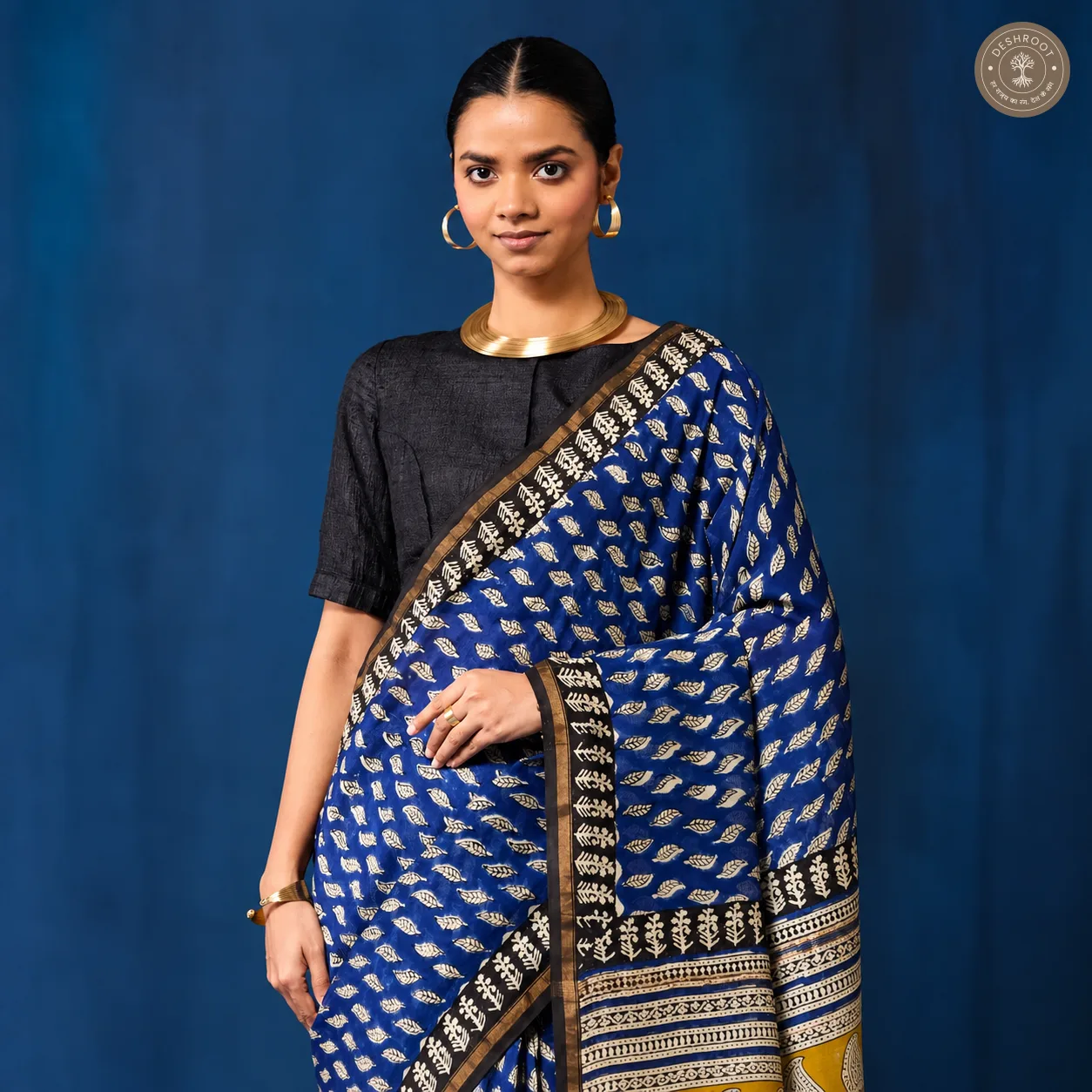 Bagru Hand Block Printed Chanderi Silk Saree for Women | Lightweight Traditional Saree with Blouse Piece