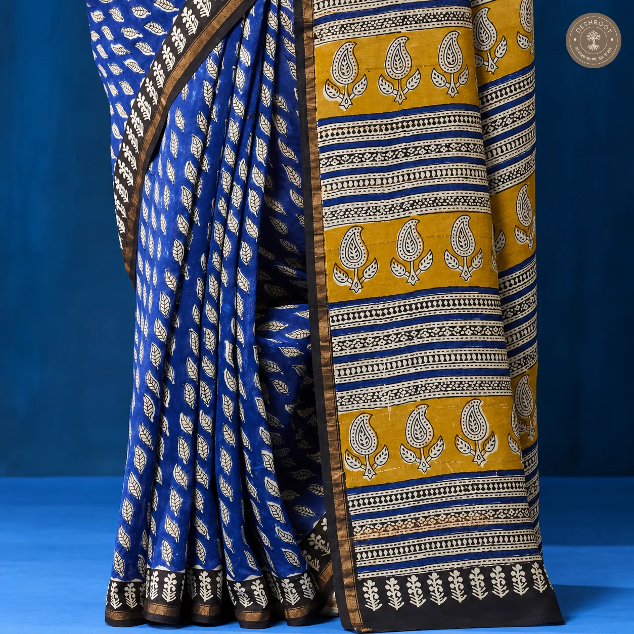 Bagru Hand Block Printed Chanderi Silk Saree for Women | Lightweight Traditional Saree with Blouse Piece