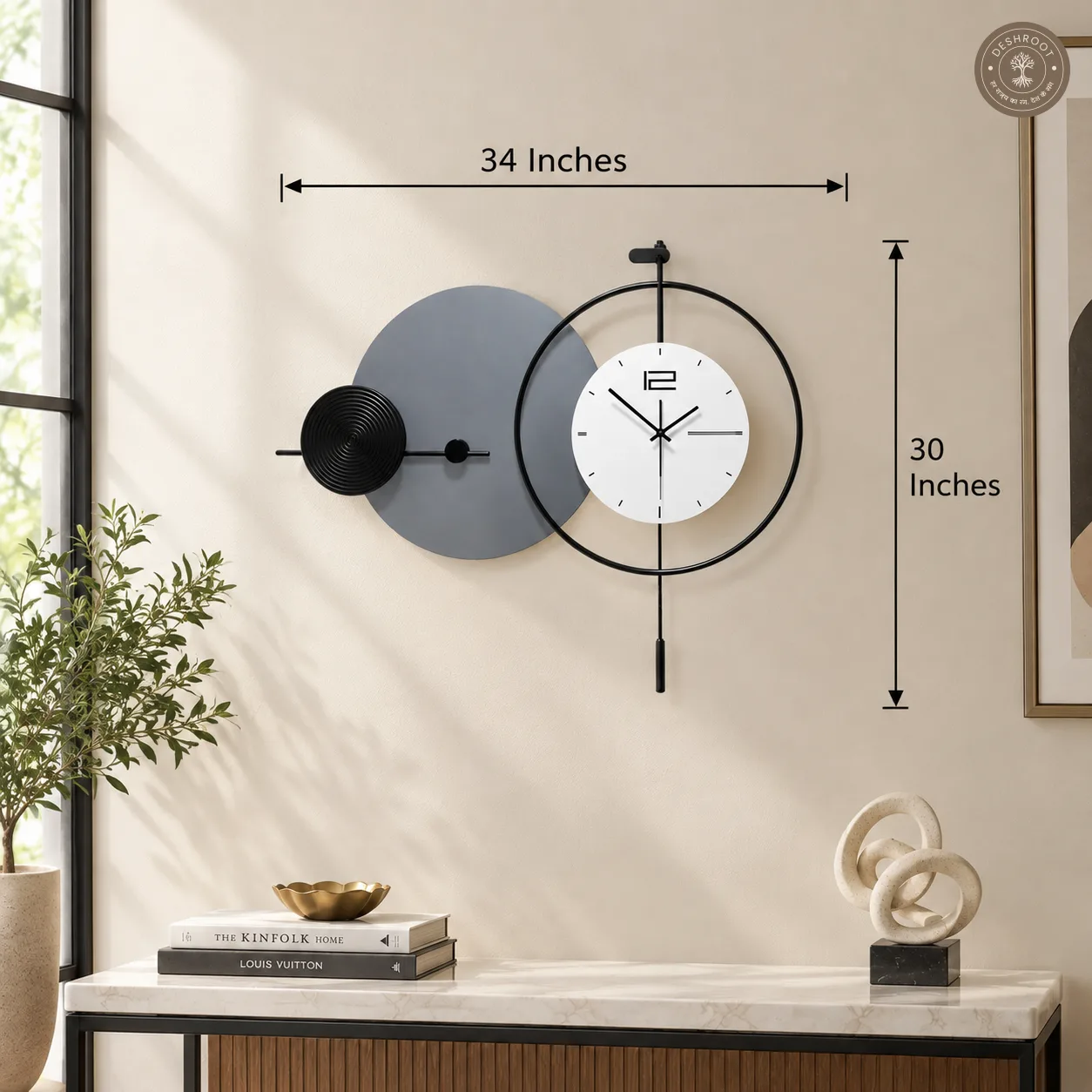 Black Circle Abstract Wall Clock