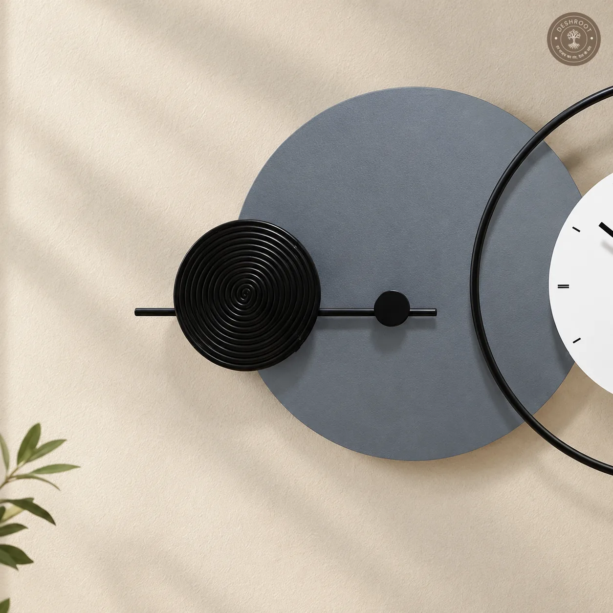 Black Circle Abstract Wall Clock