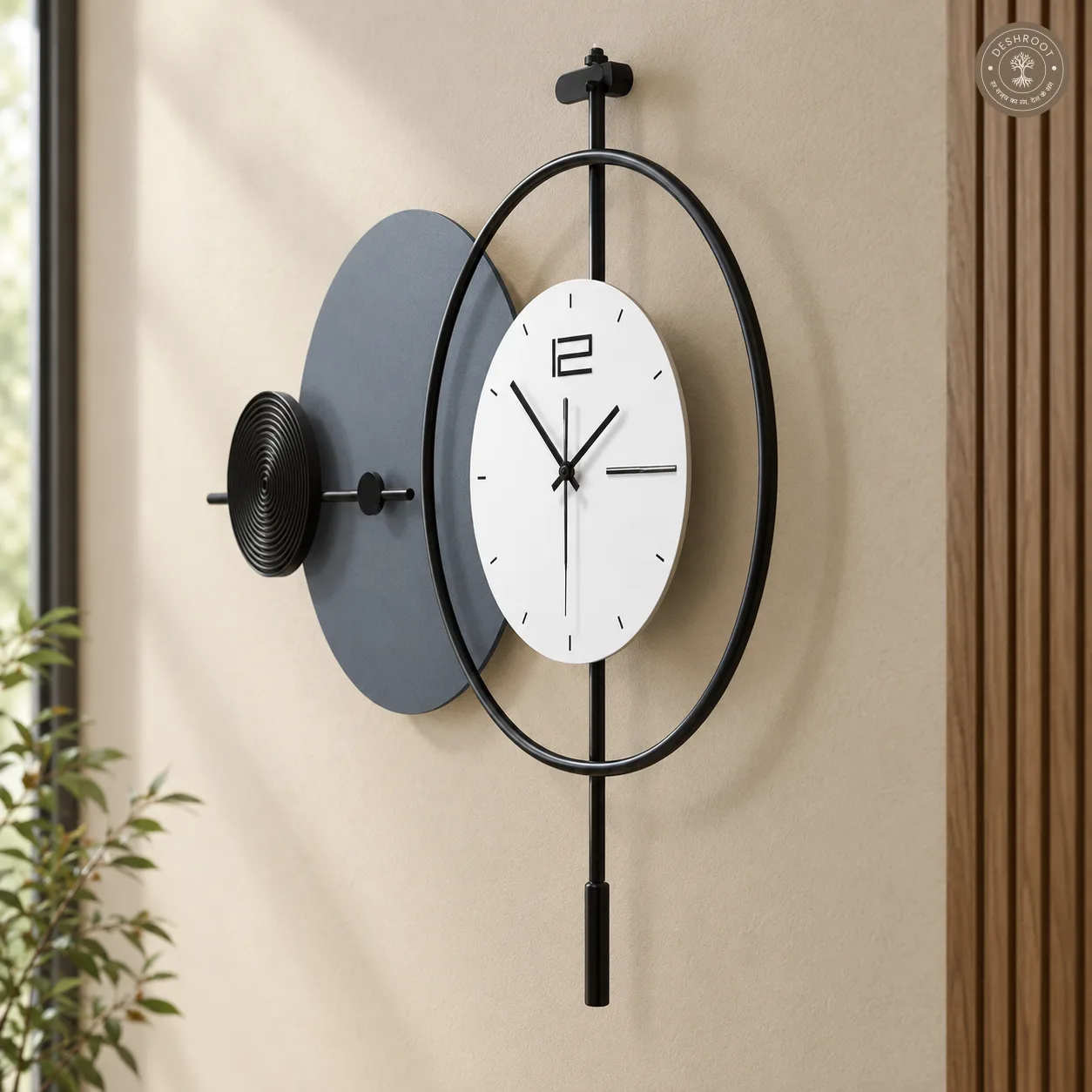 Black Circle Abstract Wall Clock