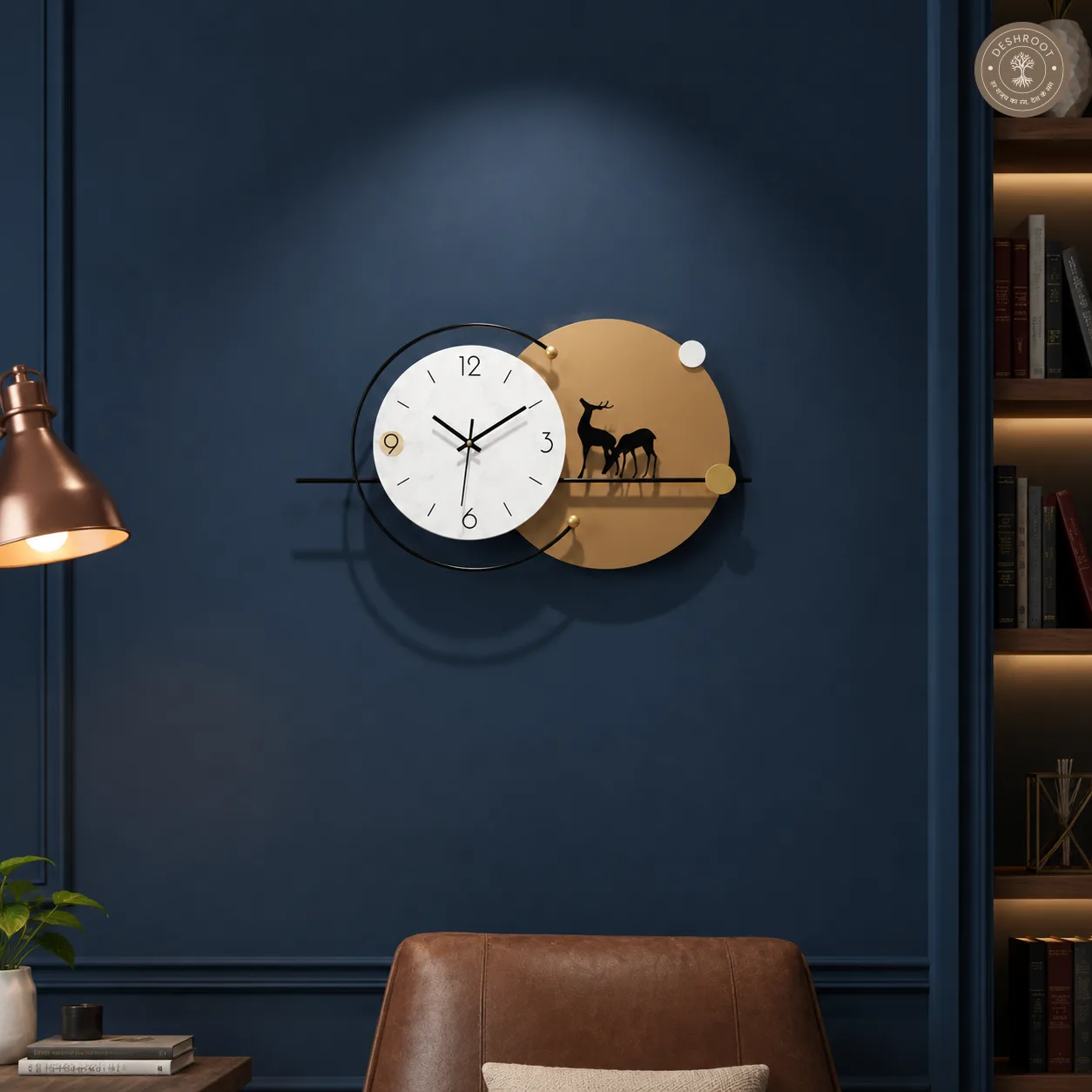 Golden Deer Wall Clock
