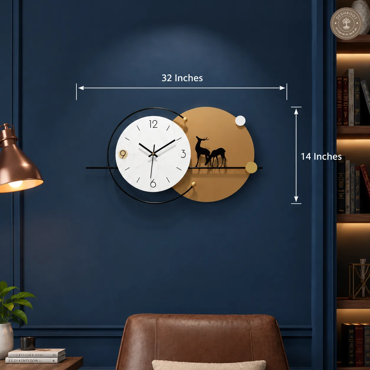 Golden Deer Wall Clock