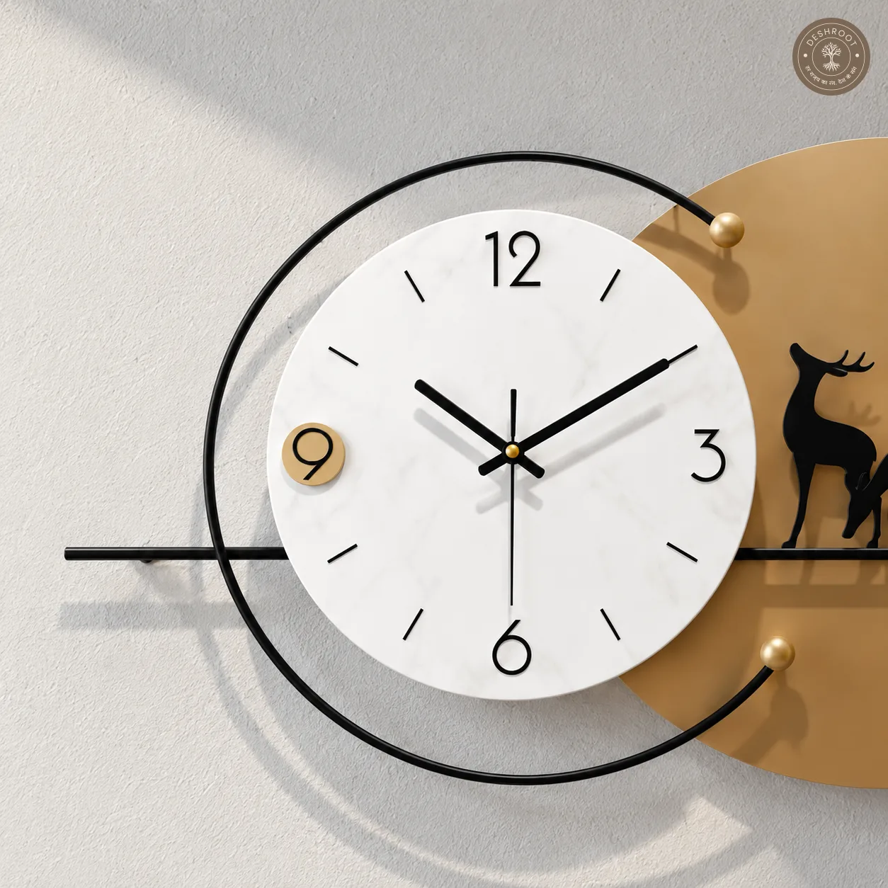Golden Deer Wall Clock