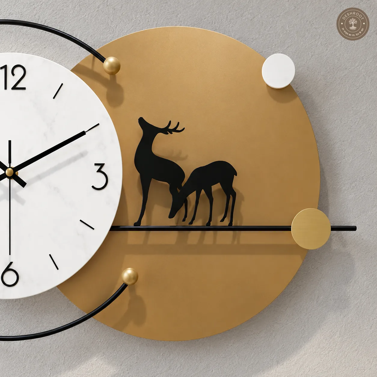 Golden Deer Wall Clock
