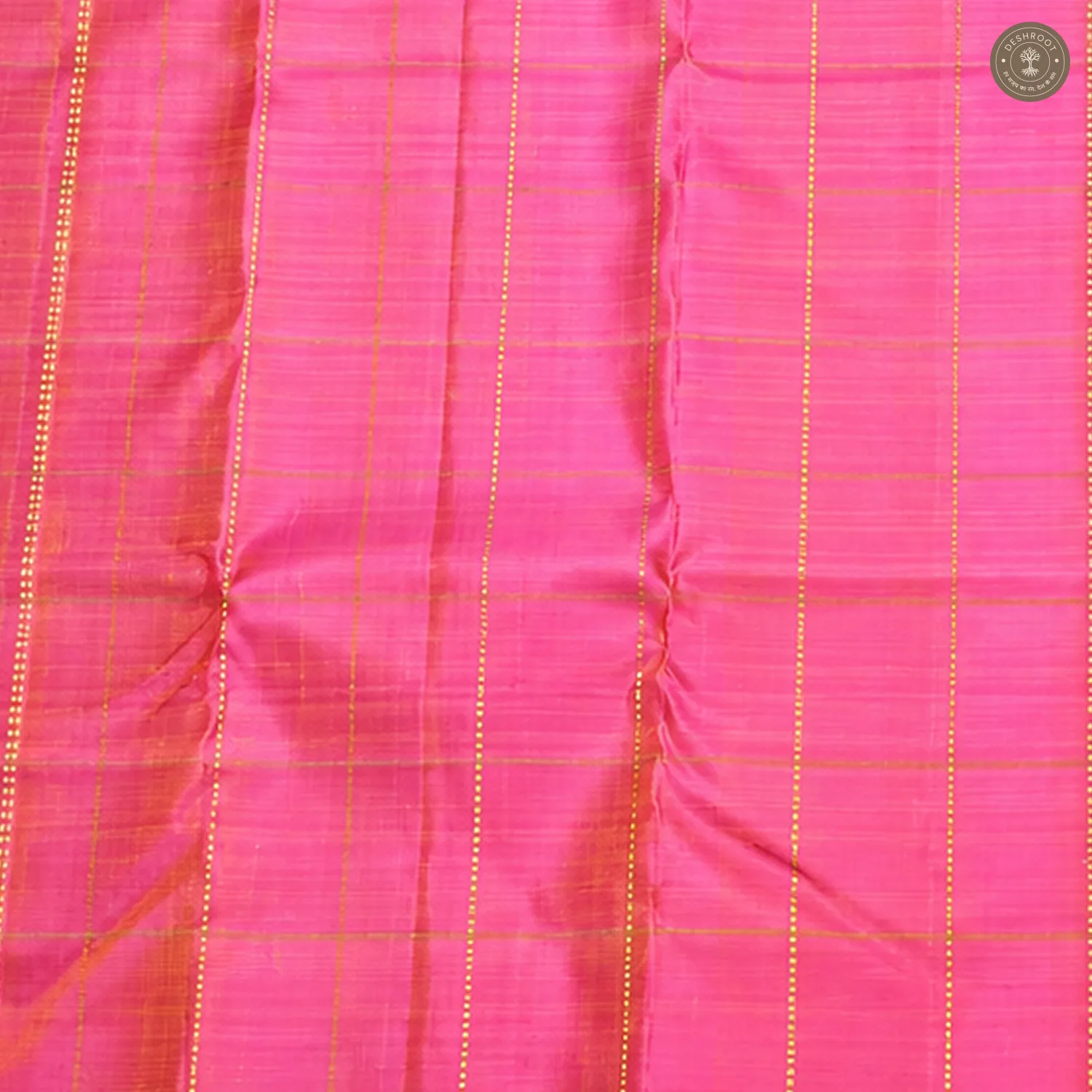 Rose Pink Pure Kanchipuram Silk Saree with Gold Zari Border
