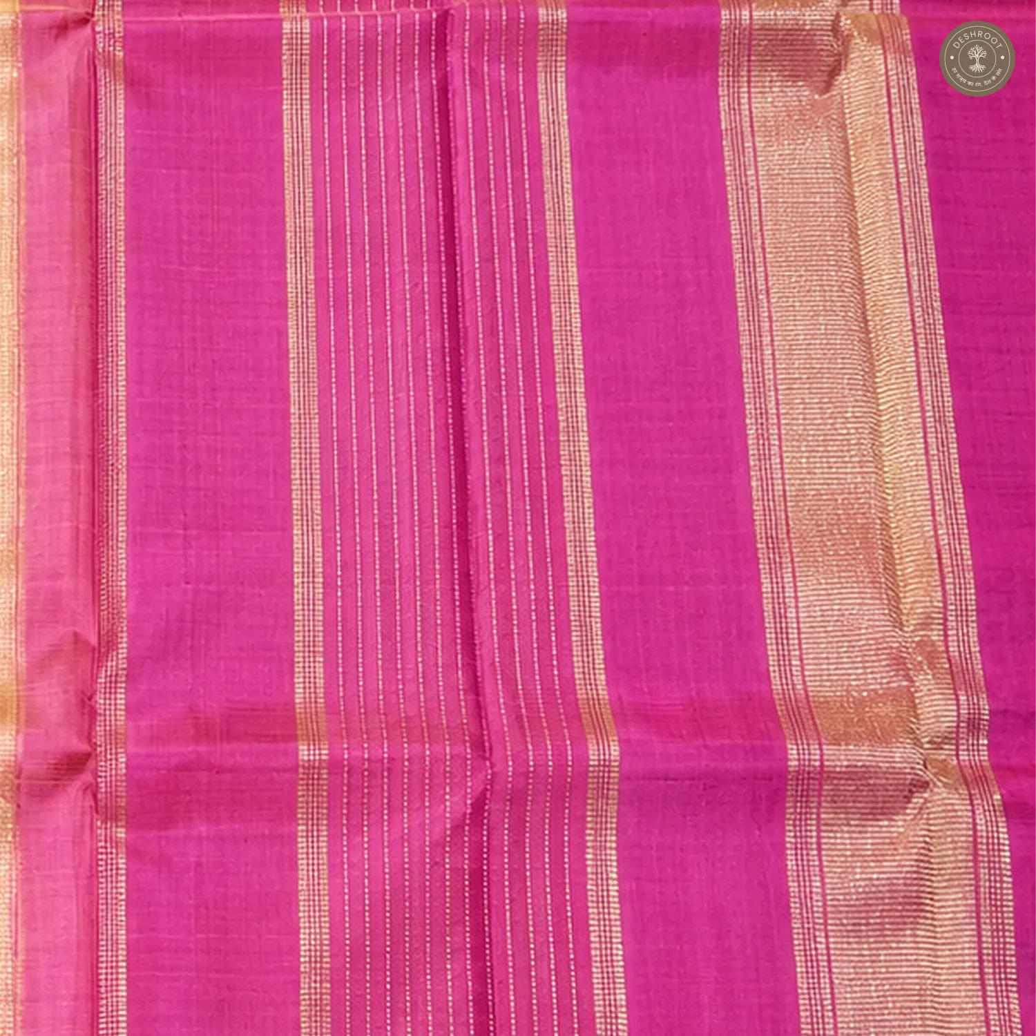 Sand Beige Pure Kanchipuram Silk Saree with Magenta Zari Border