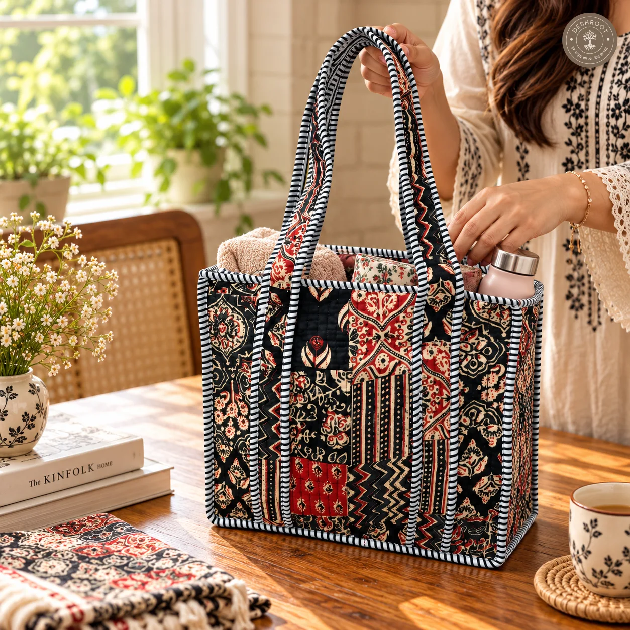 Heritage Patchwork Quilted Lunch Box Hand Bag