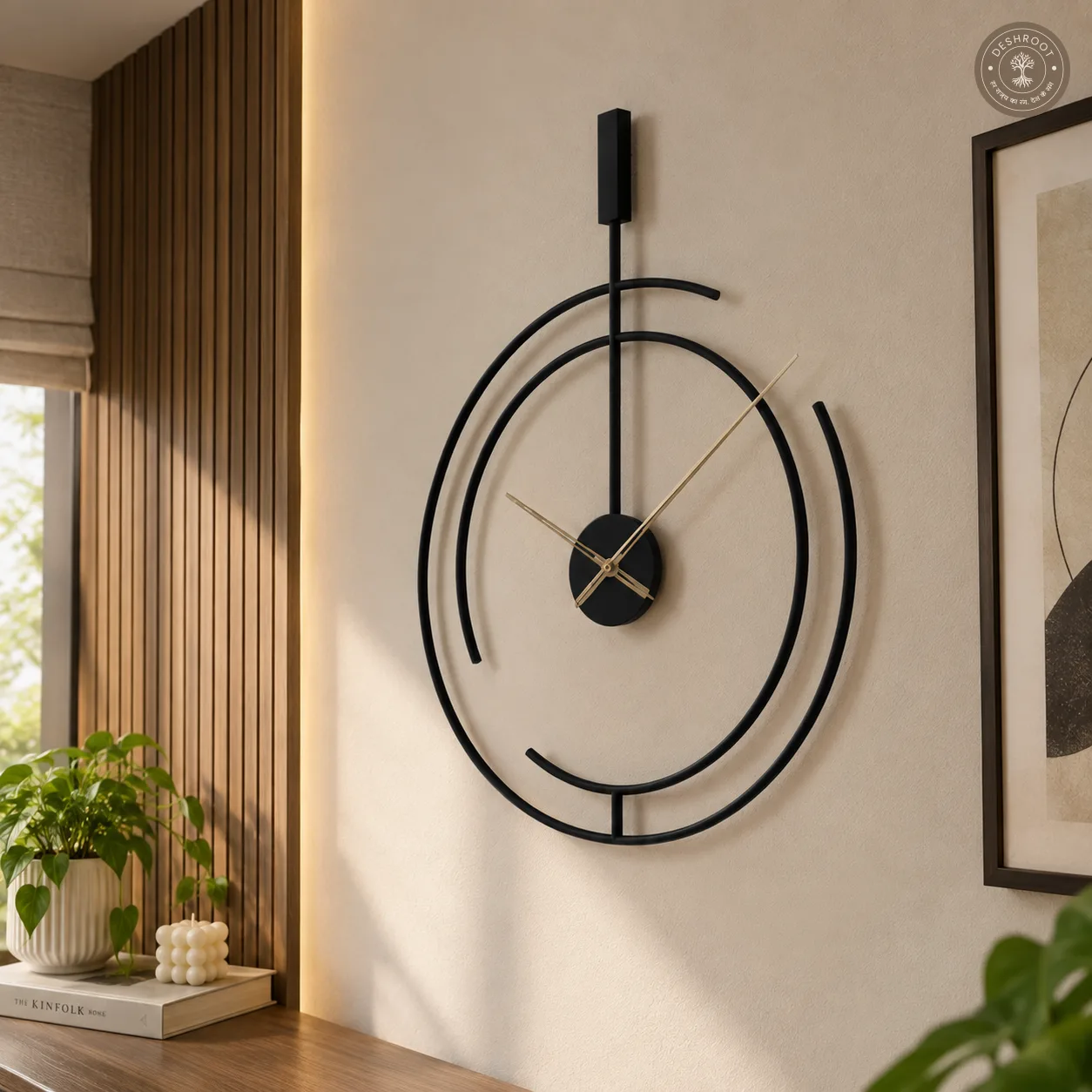 Black Abstract Metal Wall Clock