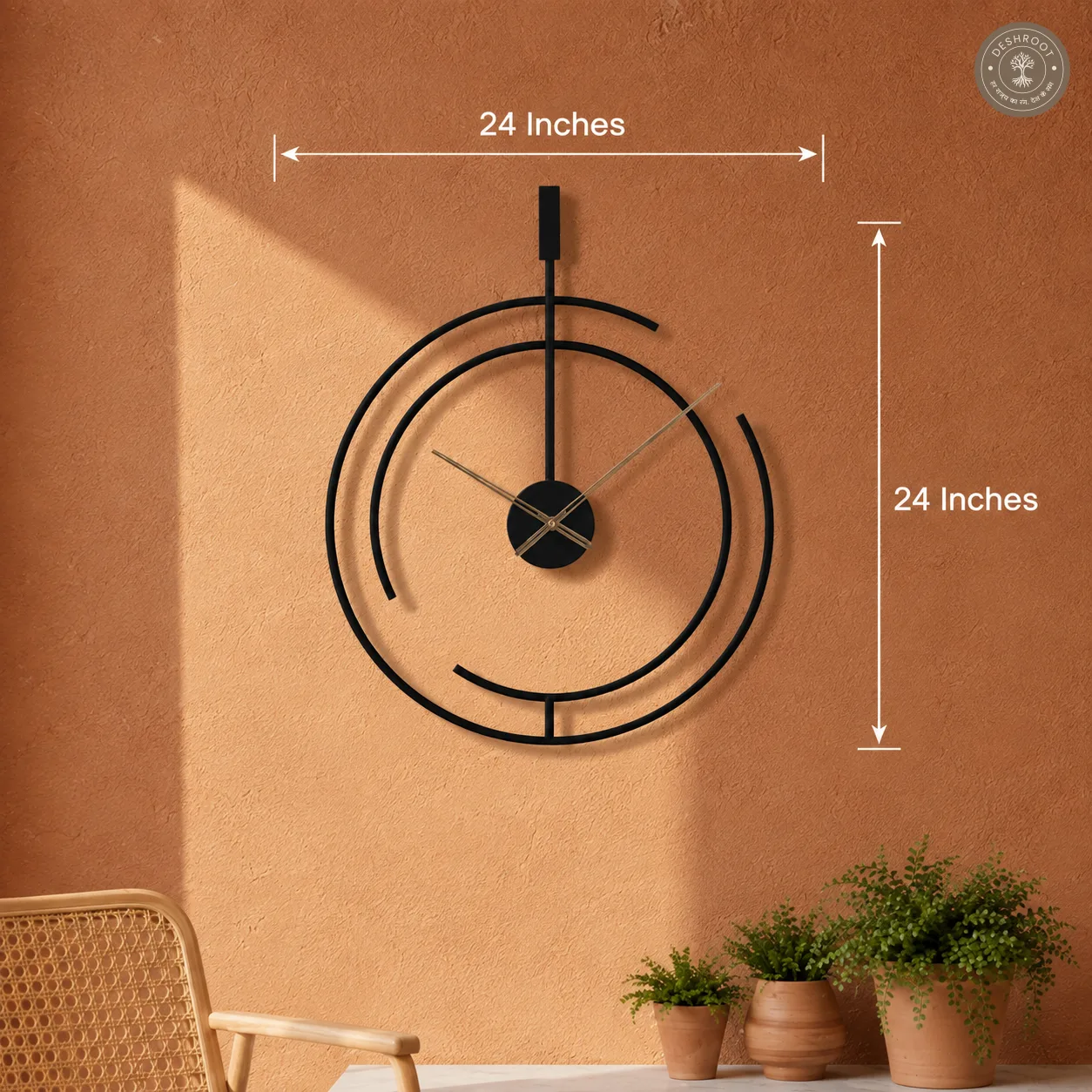 Black Abstract Metal Wall Clock