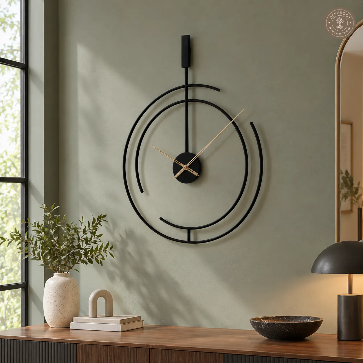 Black Abstract Metal Wall Clock