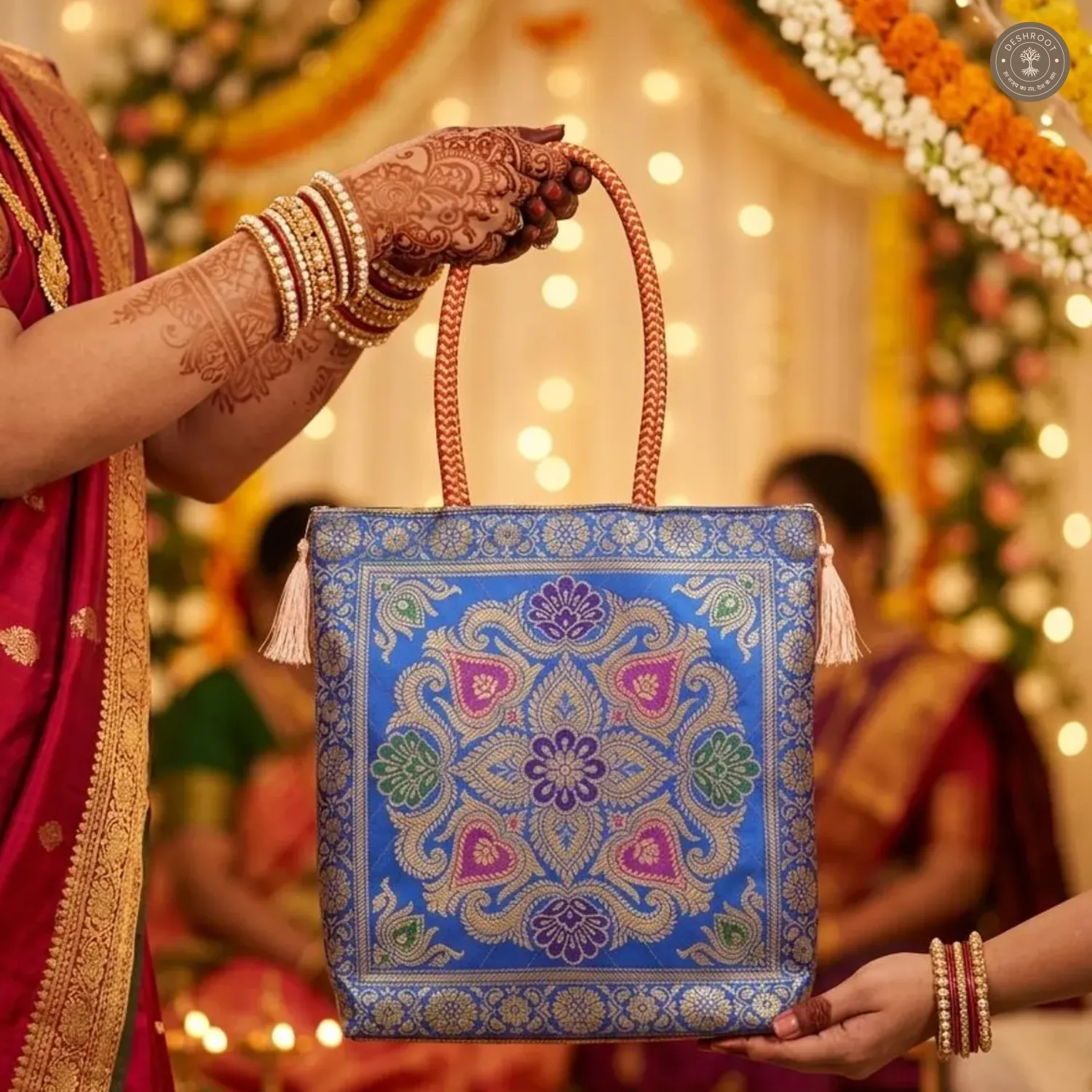 Blue-Royal Banarasi Bag Set