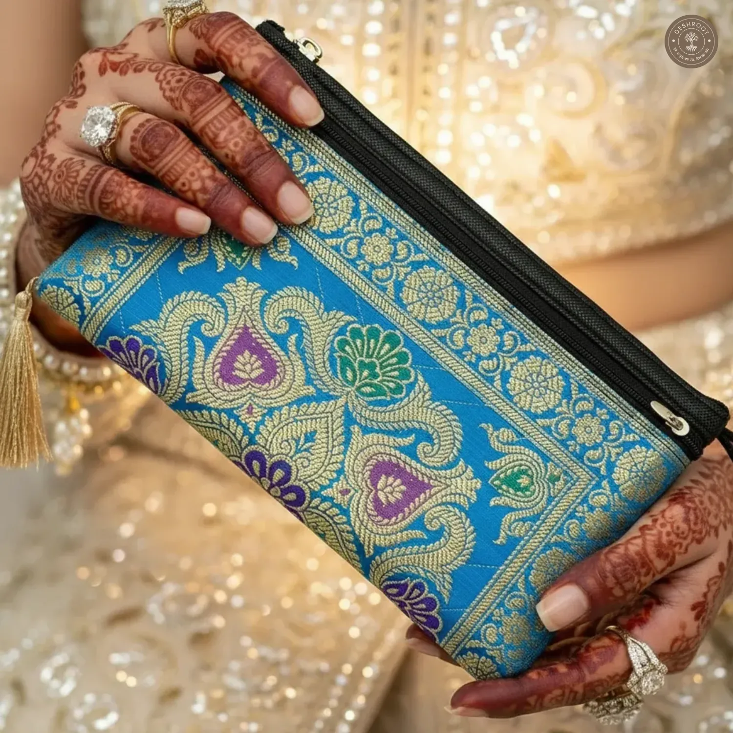 Blue-Royal Banarasi Bag Set