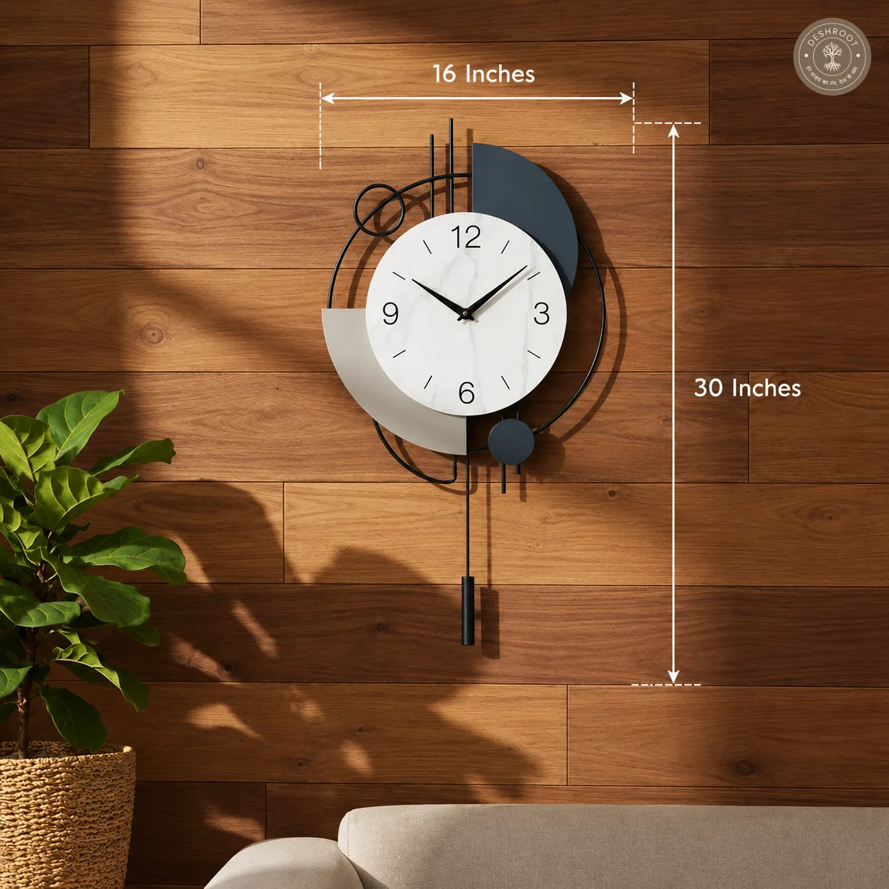 Abstract Pendulum Wall Clock