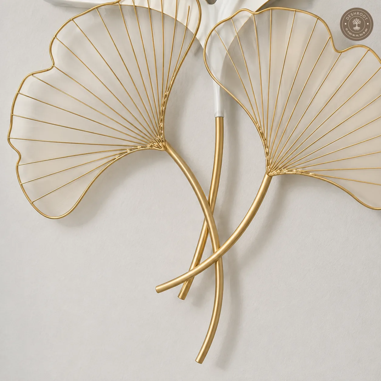 Golden Ginkgo Metal Wall Clock