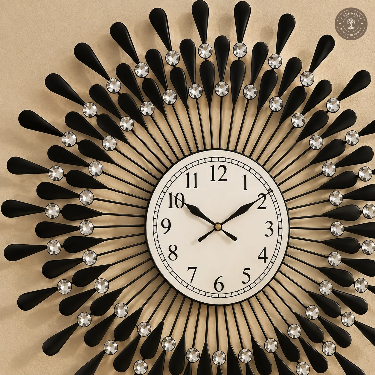 Black Crystal Spike Wall Clock