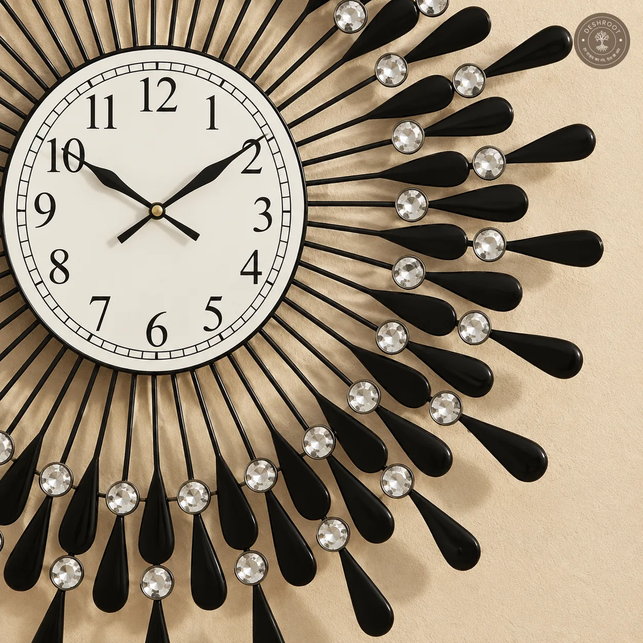Black Crystal Spike Wall Clock