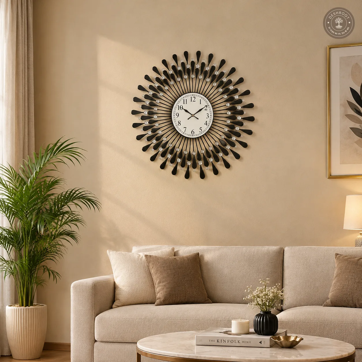 Black Crystal Spike Wall Clock
