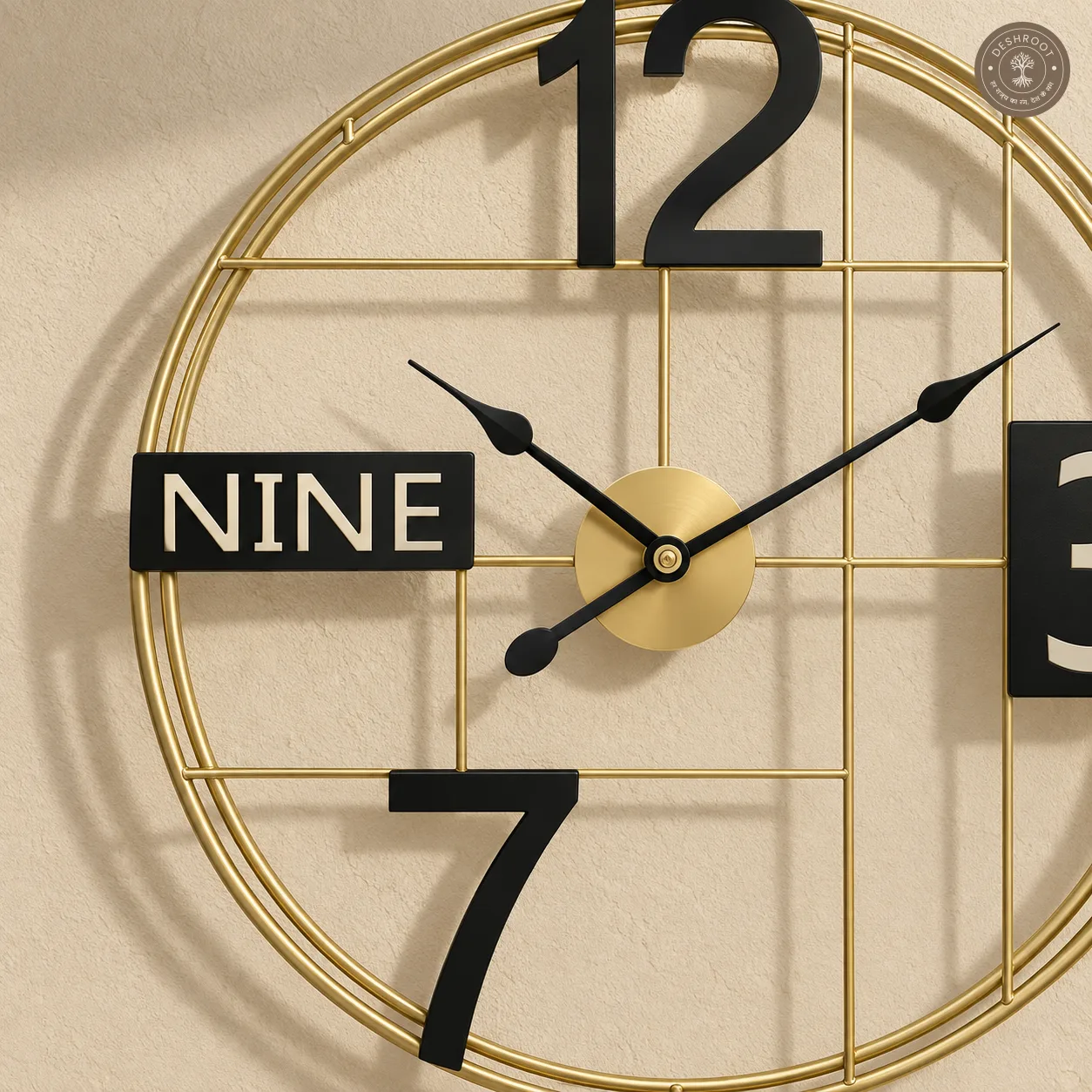 Gold Grid Metal Wall Clock