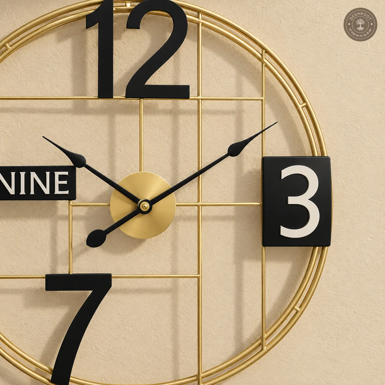 Gold Grid Metal Wall Clock