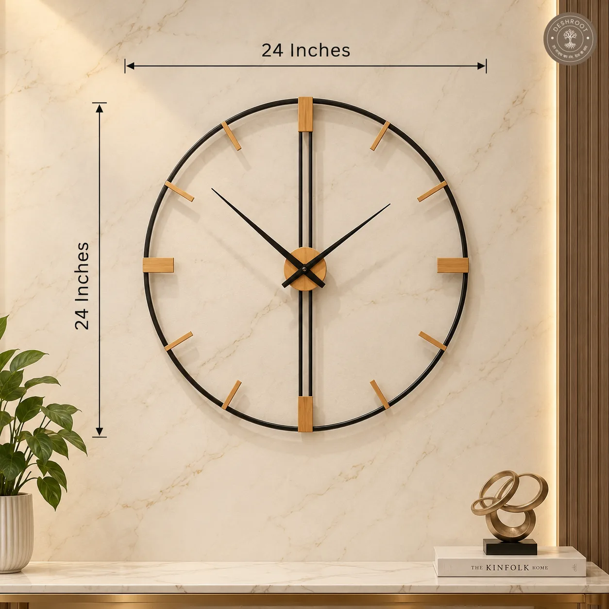 Black Frame Wooden Wall Clock