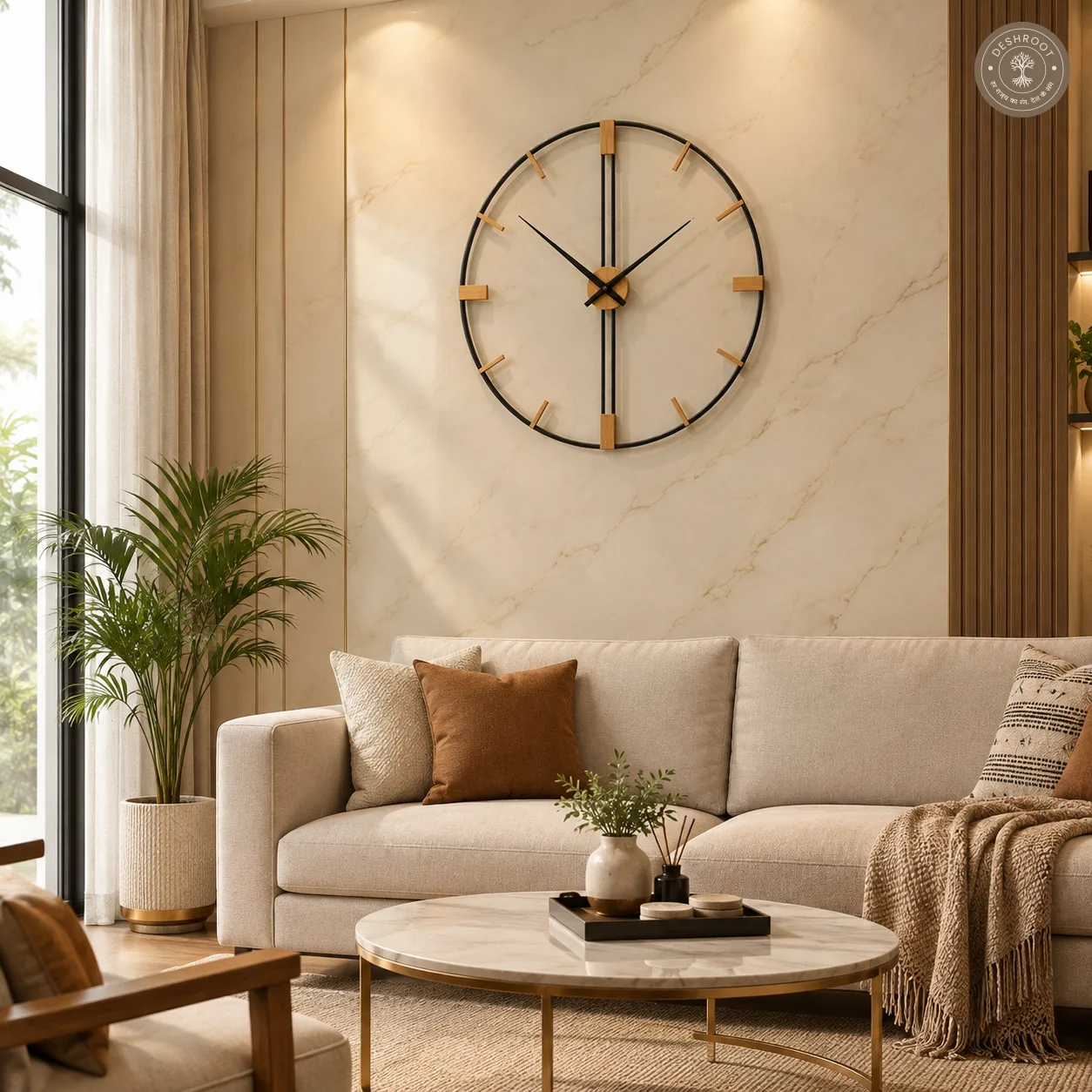 Black Frame Wooden Wall Clock