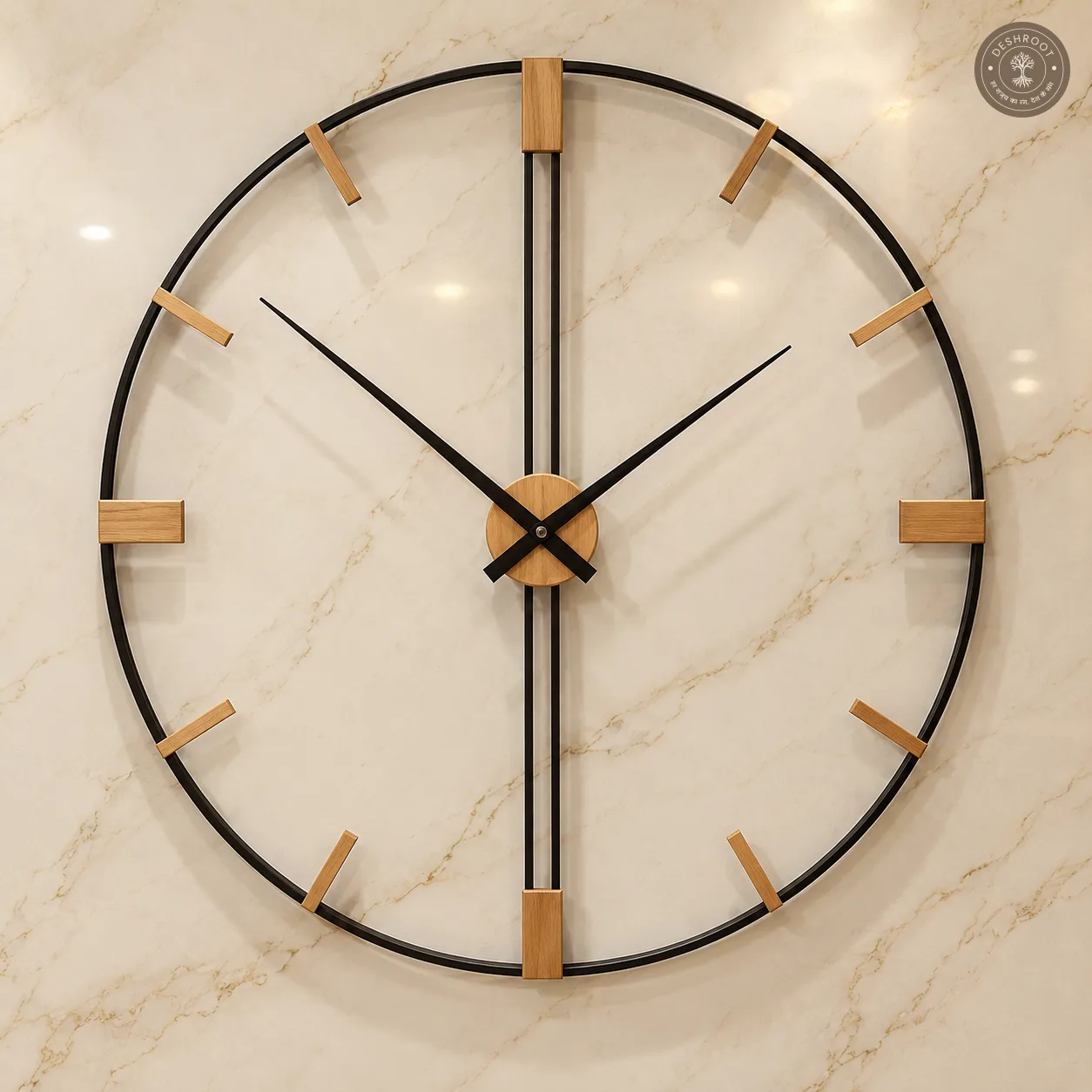Black Frame Wooden Wall Clock