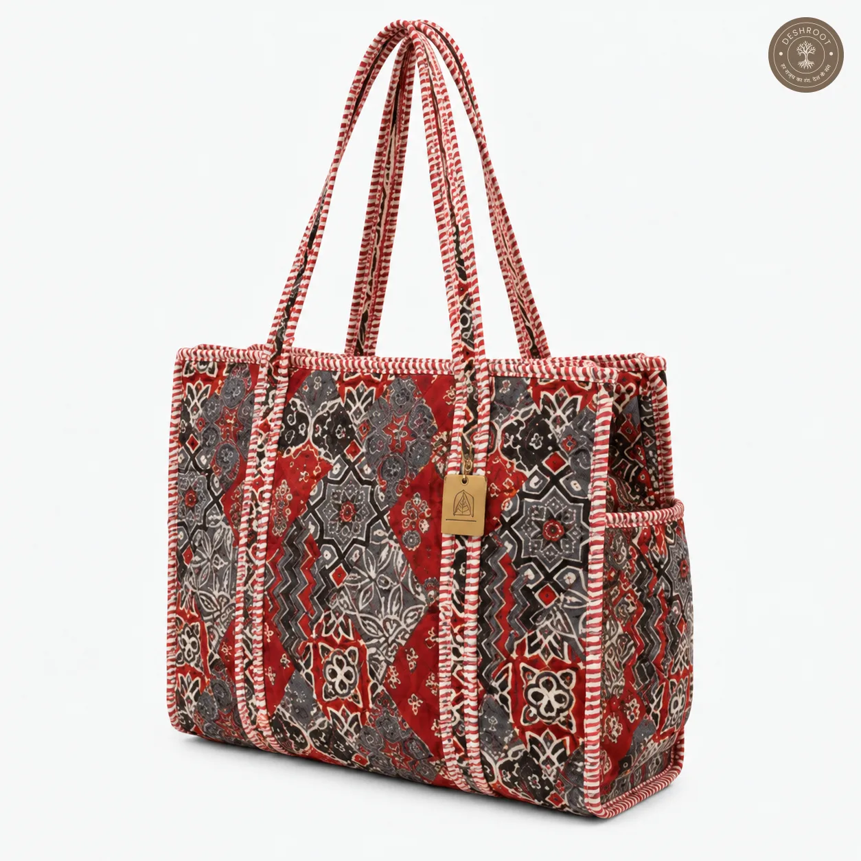 Red & Grey Printed Multipurpose Shoulder Bag for Women
