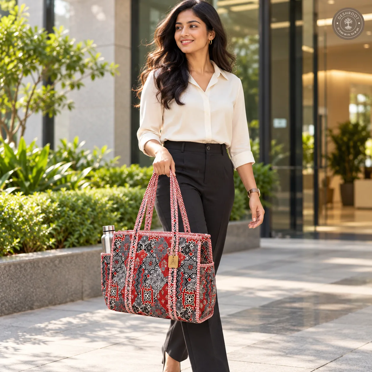 Red & Grey Printed Multipurpose Shoulder Bag for Women