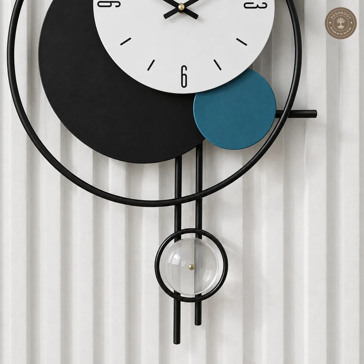Black Blue Circle Metal Wall Clock
