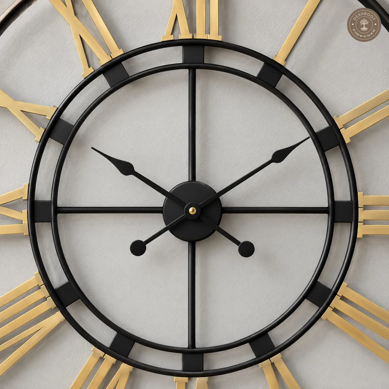 Golden Roman Numeral Wall Clock