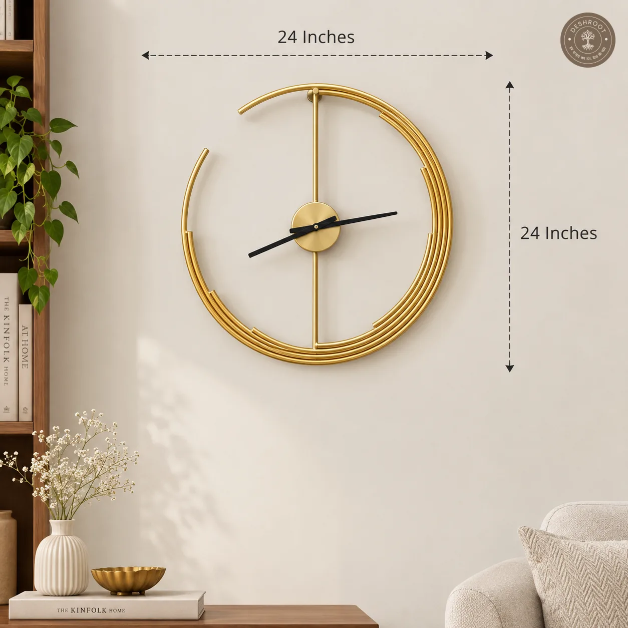 Golden Open Ring Wall Clock