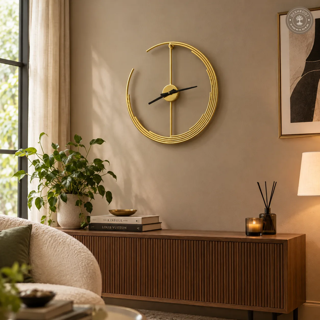Golden Open Ring Wall Clock